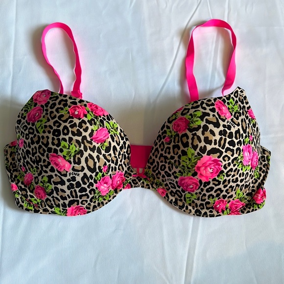 Victorias Secret leopard and pink floral bra - Picture 1 of 3